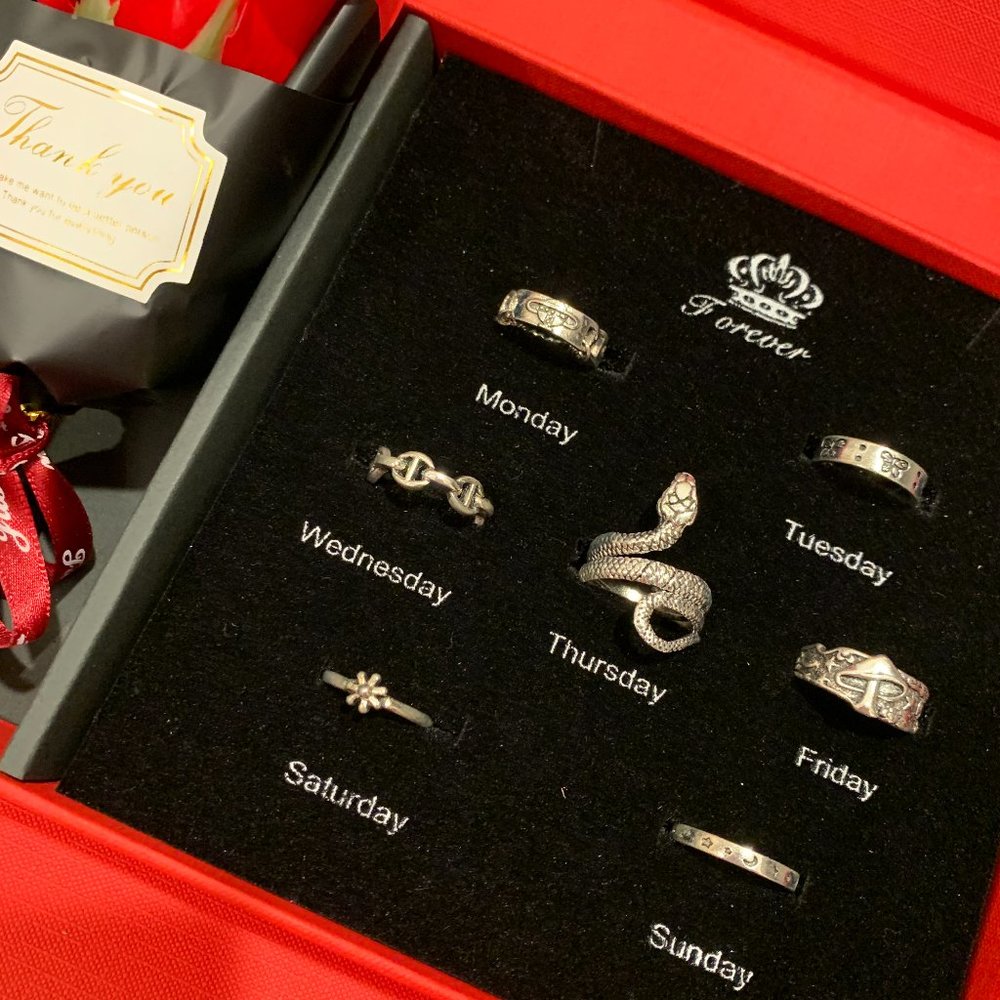 7 Days of the Week Elegant Ring Set Holiday Gifts